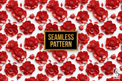 3D Red Camellia Flowers Digital Papers Product Image 3