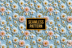 French Daisy Floral Embroidery Seamless Patterns Product Image 4
