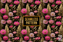 Pink Daisy and Gold Ferns Digital Paper Product Image 3