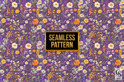 Cute Purple Wildflowers Seamless Patterns Product Image 3