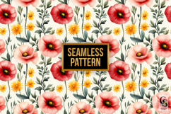 Poppy Watercolor Flowers Seamless Patterns Product Image 4