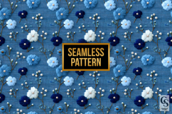 Blue Beaded Floral Embroidery Seamless Patterns Product Image 4