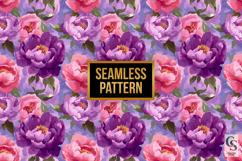 Pink and Purple Peony Flowers Seamless Patterns Product Image 3