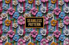 Spring Knitted Crochet Flowers Seamless Patterns Product Image 2