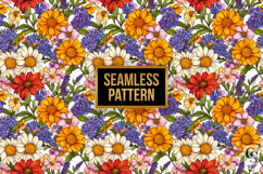 Spring colored flowers Seamless Patterns Product Image 3