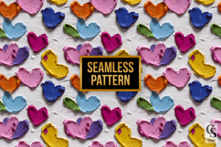 Impasto Painted 3D Hearts Seamless Patterns Product Image 3
