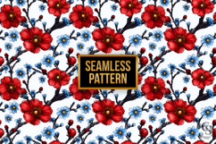 Red Blue Cute Cherry Blossoms Seamless Patterns Product Image 2