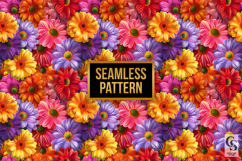 Colorful Vibrant Daisy Flowers Seamless Patterns Product Image 4