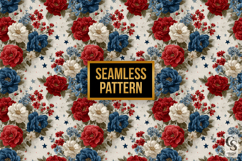 Vintage Patriotic Flowers Seamless Patterns Product Image 4