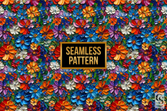 Impasto Painted Cosmos &amp; Daisy Flowers Patterns Product Image 3