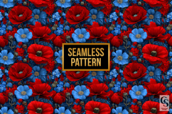 Red Blue American Spring Flowers Seamless Patterns Product Image 3