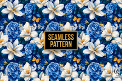 Blue and White Flowers Digital Papers Product Image 4