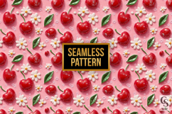 3D Daisy and Cherries Seamless Pattern Product Image 2