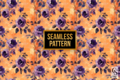 Purple Orange Watercolor Roses Seamless Pattern Product Image 4