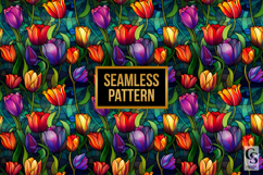 Colorful Stained Glass Tulip Flowers Patterns Product Image 2