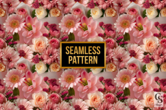 Pink Flowers Bouquet Digital Paper Seamless Pattern Product Image 3