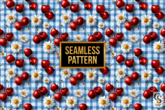 Red Cherries &amp; Daisy Floral Seamless Patterns Product Image 4