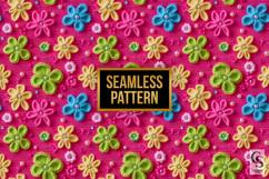 Pink Summer Crochet Flowers Digital Paper Product Image 4