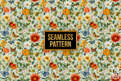 Floral Butterfly Garden Seamless Pattern Product Image 4