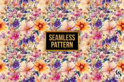 Watercolor Wildflowers Seamless Patterns Product Image 4