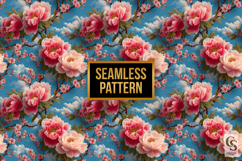 3D Pink Peony Embroidery Flowers Digital Paper Product Image 4