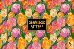 Impasto Painted Tulip Flowers Seamless Pattern Product Image 4