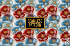 3D American Glass Flowers Seamless Patterns Product Image 4