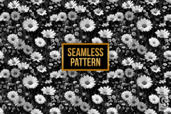 Black and White Daisy Wildflowers Seamless Pattern Product Image 3