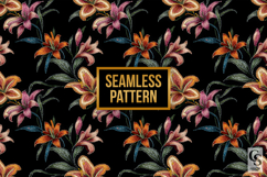 Rhinestone Lily Flowers Seamless Patterns Product Image 4