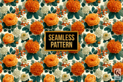 Orange Roses and Marigold Flowers Digital Paper Product Image 4