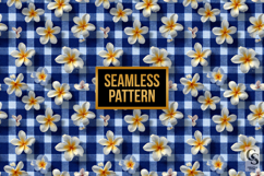 Blue Plumeria Floral Plaid | Tropical Checkered Patterns Product Image 2