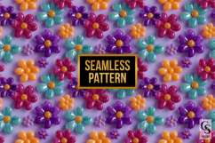 Glossy 3D Flowers Seamless Patterns Product Image 2