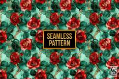 Red Green Alcohol Ink Roses Seamless Patterns Product Image 4