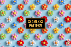 Whimsical 3D Flowers Digital Paper Pattern Product Image 4