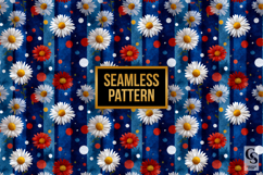 Patriotic Dotted Watercolor Flowers Seamless Pattern Product Image 4