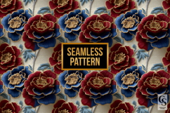 Red Blue Floral Embroidery Seamless Patterns Product Image 2