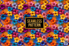 Colorful Fuzzy Felted Flowers Digital Paper Product Image 4