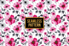 Pink Grey Watercolor Flowers Seamless Patterns Product Image 4