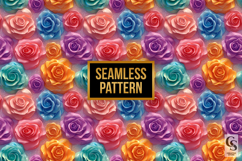 3D Rainbow Colorful Clay Roses Seamless Patterns Product Image 3
