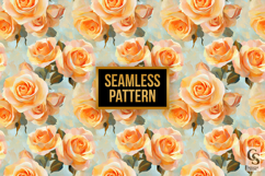 Oil Painted Orange Rose Flowers Seamless Pattern Product Image 4