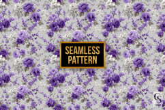 Purple &amp; Grey Shabby Chic Floral Digital Paper Product Image 4
