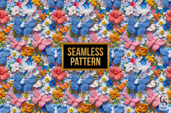 3D Crochet Floral Butterflies Digital Papers Product Image 2