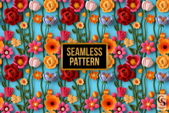 3D Spring Colorful Crochet Flowers Digital Paper Product Image 2