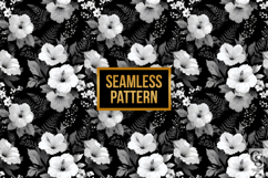 Black and White Tropical Flowers Digital Paper Product Image 5