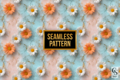 Pastel Marble Daisy Flowers Digital Paper Product Image 4