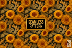 Wheat &amp; Sunflowers Garden Digital Paper Product Image 4
