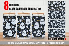 Glass Can Wraps Pattern Cute Ghosts Product Image 1