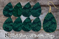 Pattern Green Leaves Earring teardrop sublimation design Product Image 1