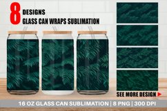 Glass Can Wraps Pattern Green Leaves Product Image 1