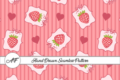 Strawberry &amp; Heart Seamless Pattern | Fruit Digital Paper Product Image 1